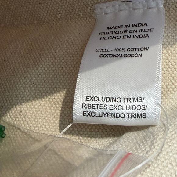 NWT Anthropologie The Hartley Cotton Canvas Tote Blue Beaded Lemon Print - Picture 10 of 11